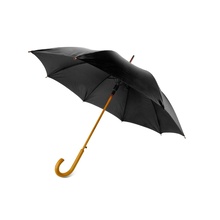 Зонт-трость полуавтоматический с деревянной ручкой, черный Увеличить...