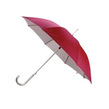 Зонт-трость полуавтоматический с алюминиевой ручкой, красный снаружи, серебристый внутри Увеличить...